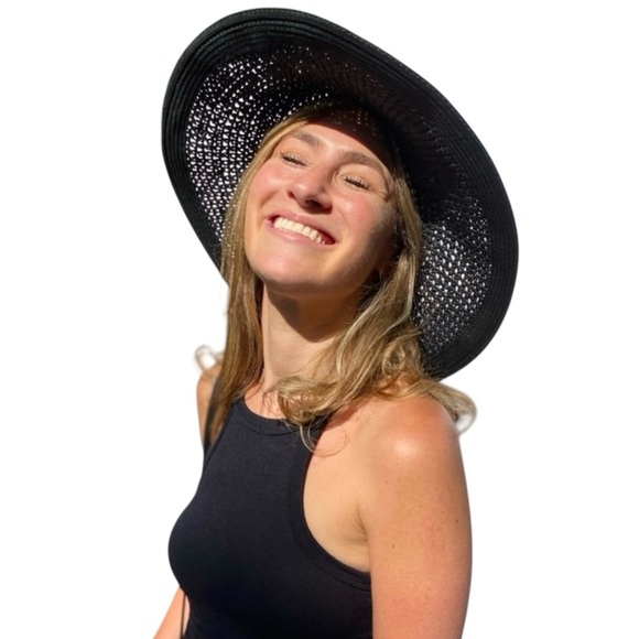 J.Crew Black Wide Brim Sun Hat - One Size - Picture 3 of 12